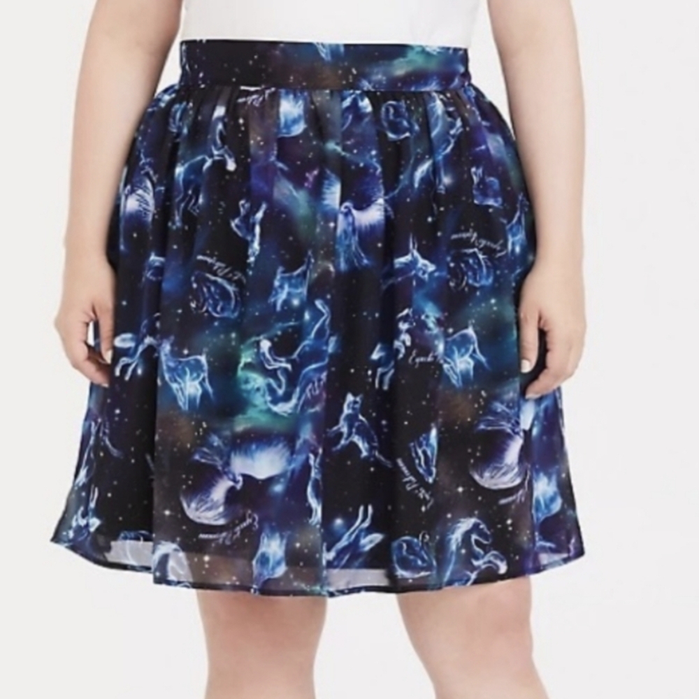 Torrid Harry Potter Expecto Patronum Patronus Chiffon Mini Skirt 18 Galaxy Print